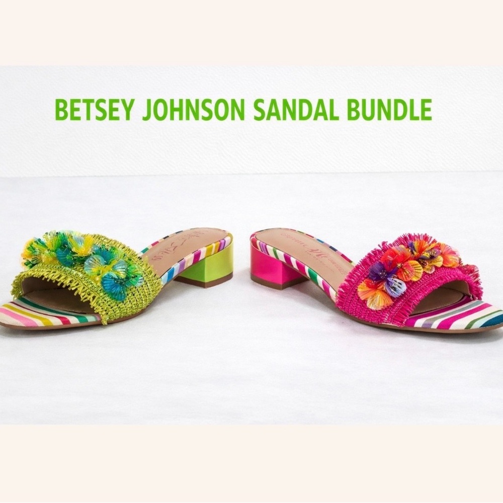 New - Betsey Jonson Pink and Green Sandal Bundle
